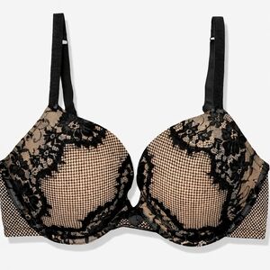 City Chic Nude Illusion Black Lace Bra.  40D. Brand New With Tags.